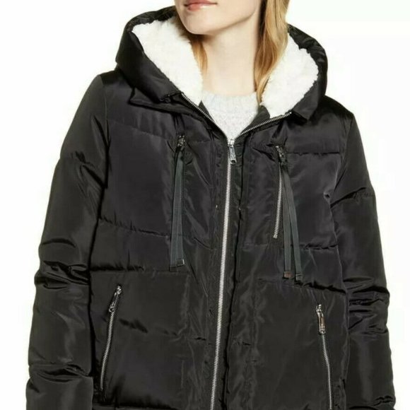 sam edelman black oversized puffer coat side